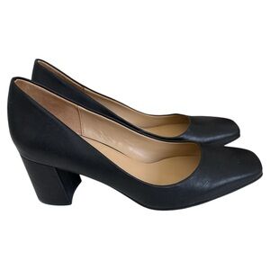 Naturalizer Womens Warner Black Pumps Block Heels Square Toe Work Shoes Size 9.5